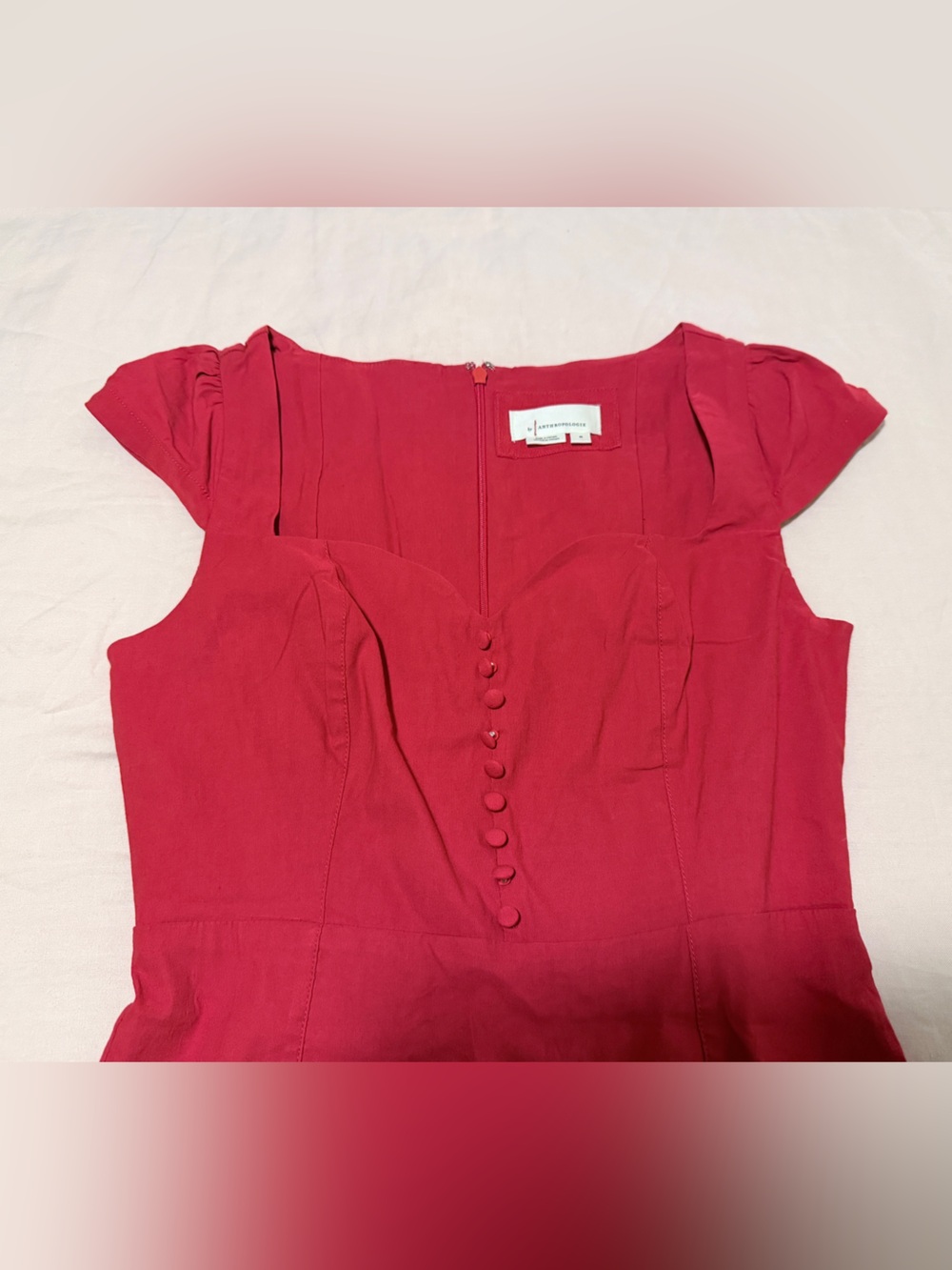 Red Fitted Midi Dress - Picture 4 of 5